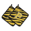 Carolines Treasures Carolines Treasures CJ1026-PPTHD Monogram Initial P Tiger Stripe - Black Gold Pair of Pot Holders; 7.5 x 3 x 7.5 in. CJ1026-PPTHD